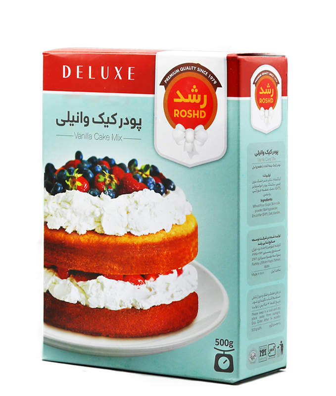 پودر کیک وانیلی دلوکس 500g رشد - پودر کیک وانیلی دلوکس 500 گرم رشد